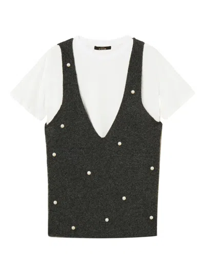 Twinset Embellished V-neck T-shirt In Multi