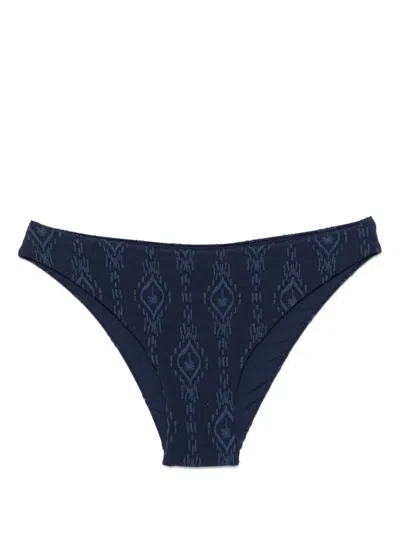 Twinset Embossed Bikini Bottoms In Blue