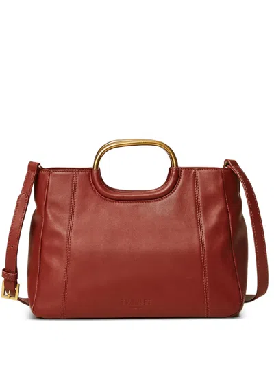 Twinset Embossed-logo Leather Tote Bag In Red