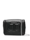 Twinset Embossed-logo Shoulder Bag In Black