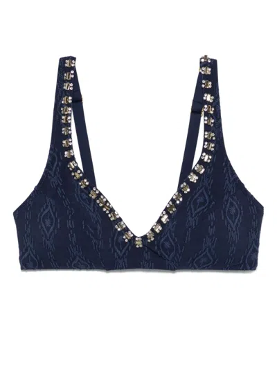 Twinset Embossed Triangle Bikini Top In Blue