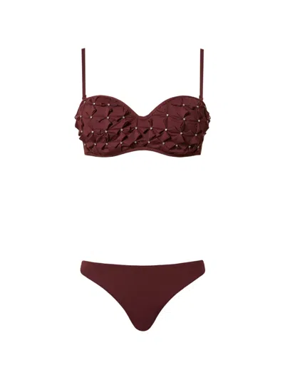 Twinset Embroidered Bikini In Red