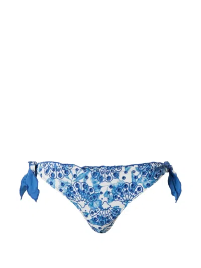 Twinset Embroidered Bikini Bottoms In Blue