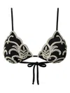 Twinset Haut De Maillot De Bain Triangle Avec Broderie Et Strass In Black