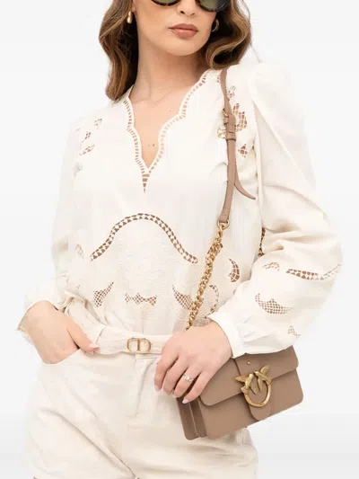 Twinset Embroidered Blouse In Neutral