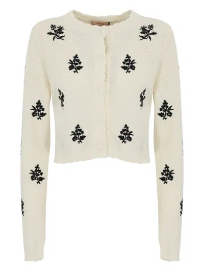 Twinset Embroidered Cardigan In アイス