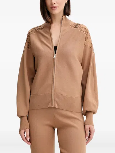Twinset Embroidered Cardigan In Brown