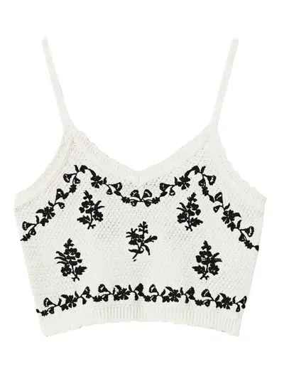 TWINSET EMBROIDERED CROP TOP