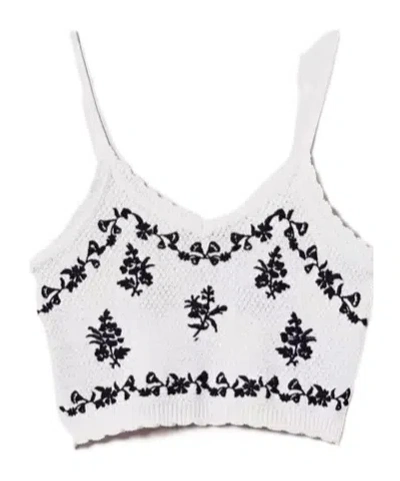 Twinset Embroidered Crop Top In アイス