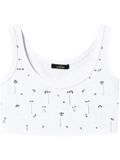 Twinset Embroidered Cropped Top In White