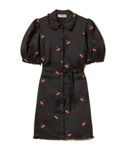 Twinset Embroidered Details Dress In Black