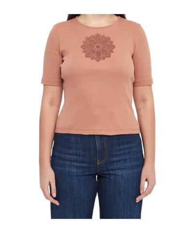 Twinset Embroidered Details T-shirt In Brown
