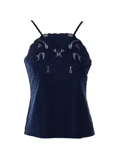 Twinset Embroidered Halter Top In Blue