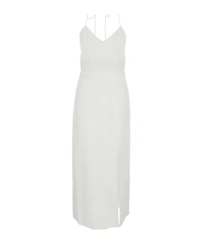 Twinset Embroidered Halterneck Dress In White