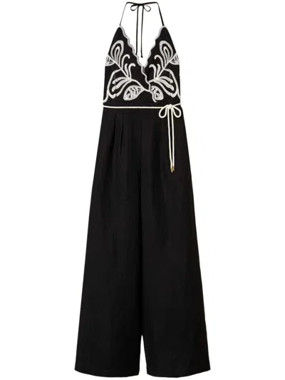 Twinset Embroidered Jumpsuit In Black