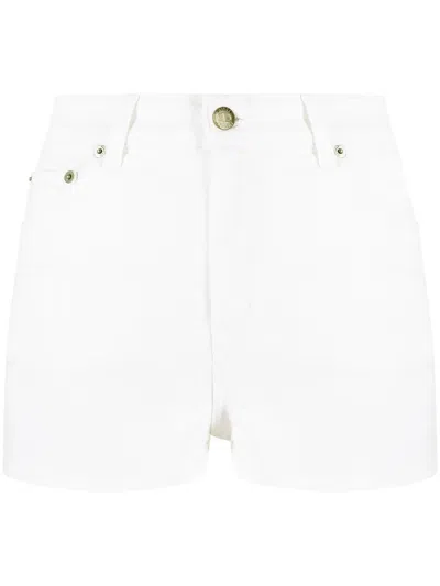 Twinset Embroidered-logo Denim Shorts In 白色