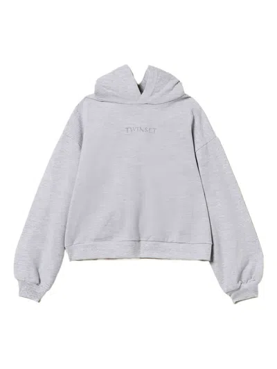 Twinset Embroidered Logo Hoodie In Gray