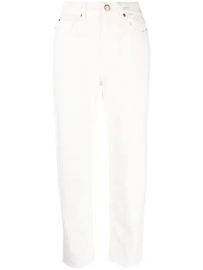Twinset White Palazzo Jeans With Wide Leg And Logo Patch On The Rear In Denim Woman