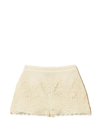 Twinset Embroidered Mesh Shorts In Multi
