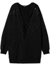 Twinset Embroidered Mini Dress In Black