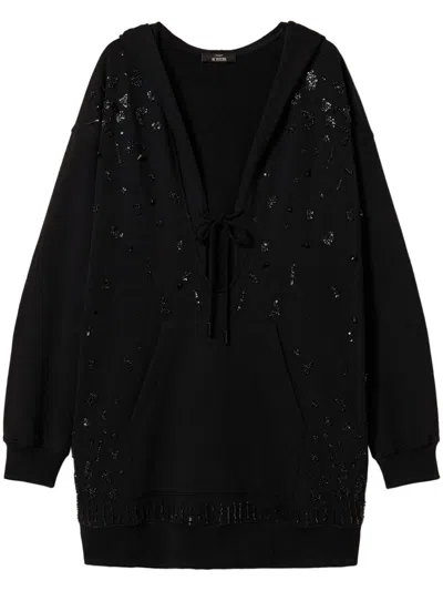 Twinset Embroidered Mini Dress In Black