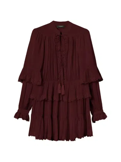 Twinset Short Georgette Dress With Embroidery In Multi