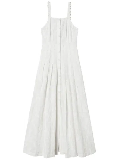 Twinset Embroidered Muslin Maxi Dress In Neutrals