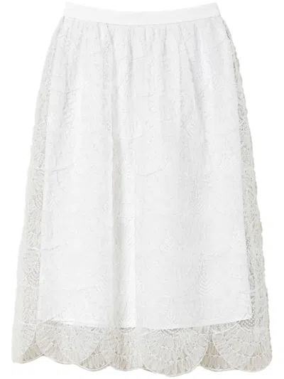Twinset Embroidered Organza Skirt In White