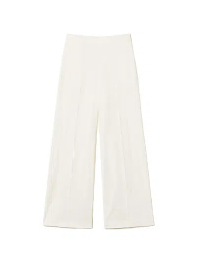 Twinset Embroidered Palazzo Pants In White