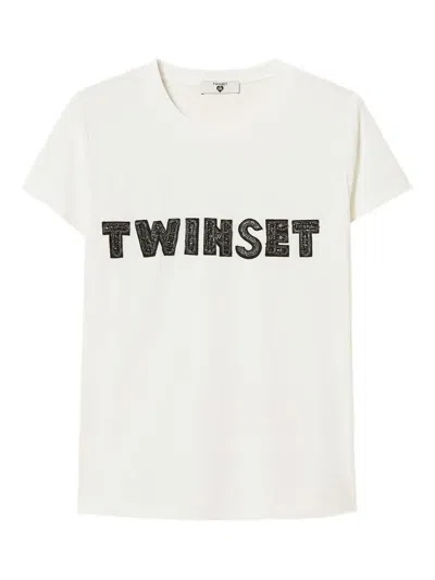 Twinset Embroidered Patch Logo T-shirt In White