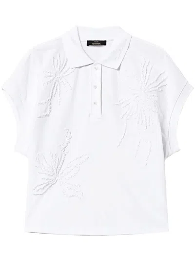 Twinset Embroidered Piqué Polo Top In White