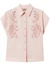Shop Twinset Embroidered Poplin Shirt In Pink
