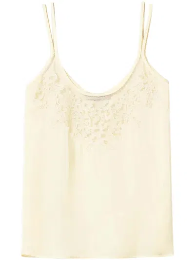 Twinset Embroidered Satin Top In White
