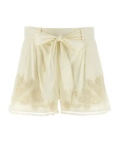 TWINSET TWINSET OPENWORK EMBROIDERY SHORTS