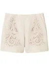 Twinset Twin-set Tailored Gray Shorts With Intricate Embroidery In Neutrals