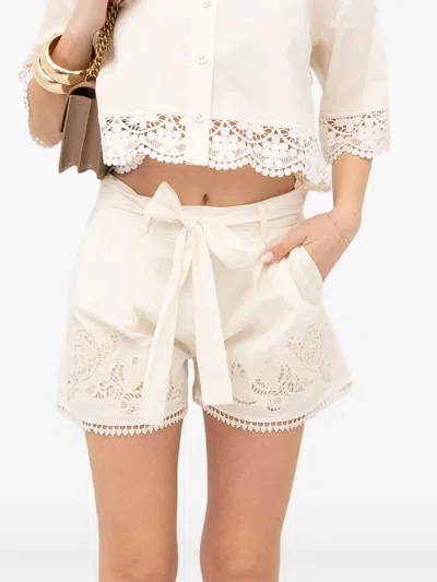 Twinset Embroidered Shorts In White