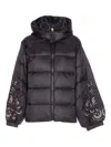 Twinset Embroidered-sleeve Padded Jacket In Blue
