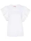 TWINSET EMBROIDERED SLEEVES T-SHIRT