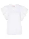 Twinset T-shirt With Macrame Sleeves In White