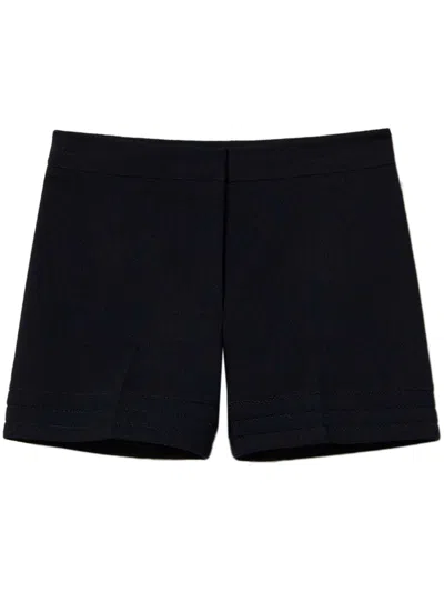Twinset Embroidered Straight-leg Shorts In Blue