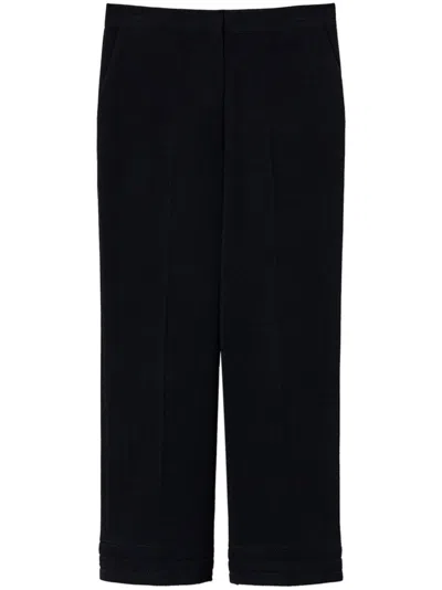 Twinset Embroidered Straight-leg Trousers In Blue