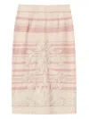Twinset Embroidered Striped Pencil Skirt In Neutrals