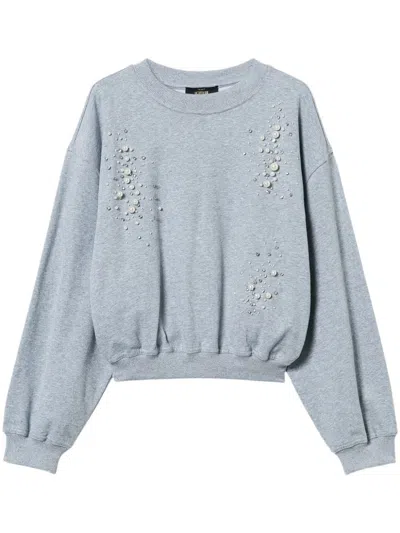 Twinset Embroidered Sweatshirt In Grey