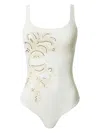 Twinset Embroidered Swimsuit In 00059 Madreperla