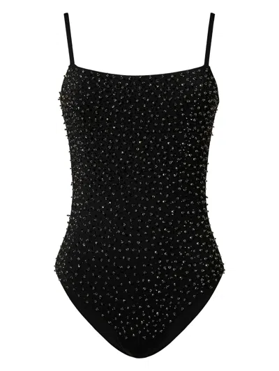 Twinset Embroidered Swimsuit In Black
