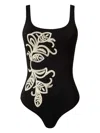 Twinset Embroidered Swimsuit In Black