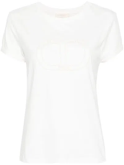 Twinset Embroidered T-shirt In Cream