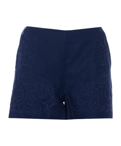 Twinset Embroidered Tailored Shorts In Black