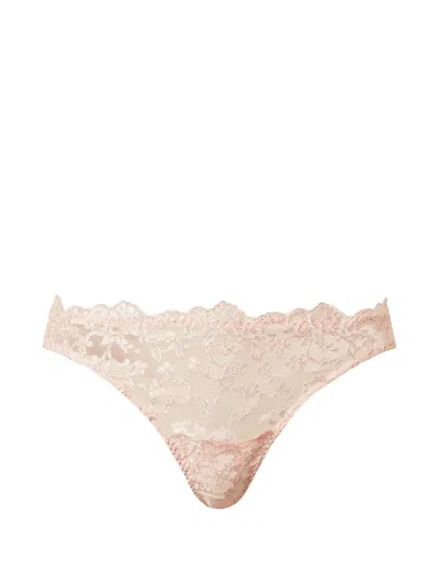 Twinset Embroidered Thong In Neutral