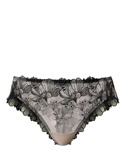 Twinset Embroidered Tulle Briefs In 黑色